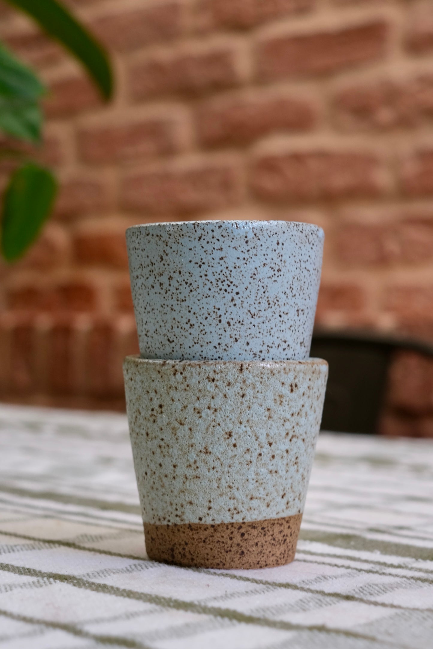 Dupla Copo Espresso Flocos Azul